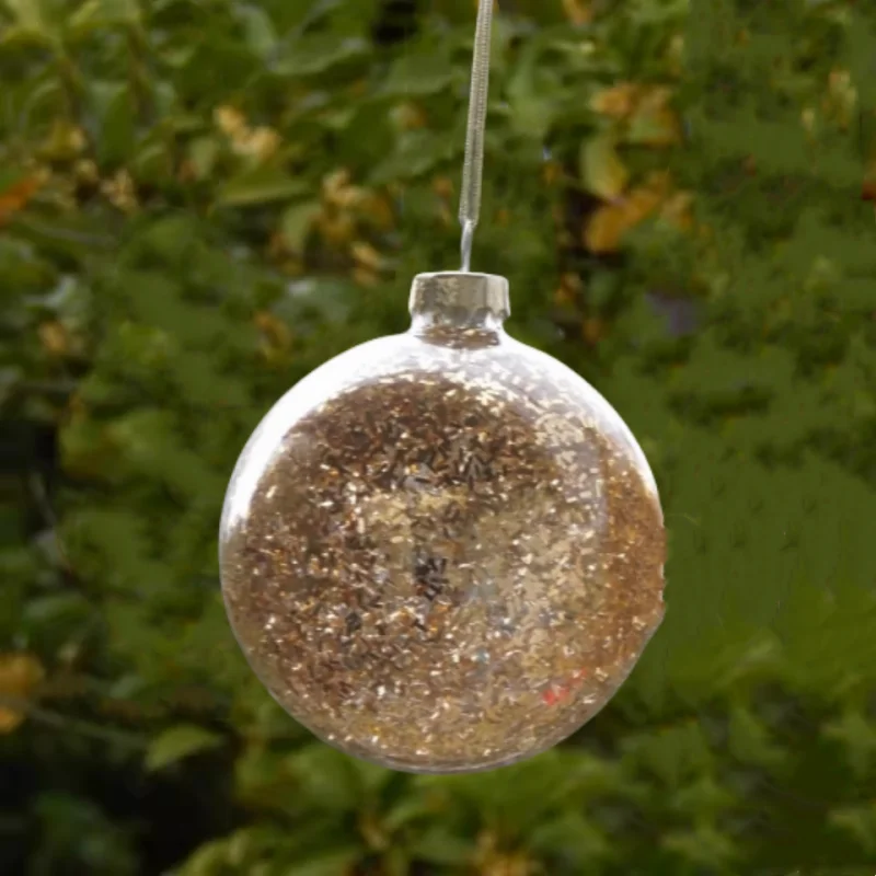 8pcs/pack Diameter=8cm 10cm Inner Gold Chips Transparent Glass Ball Christmas Hanging Globe Decorative Hanger Handmade Pendant