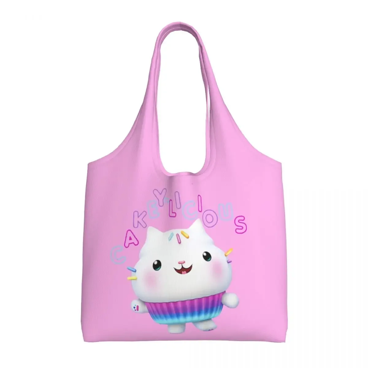 Fashion Printing Cakey Cat Gabby's Dollhouse Tote Shopping Bags Durable Canvas Shopper Shoulder Bag Photography Handbag