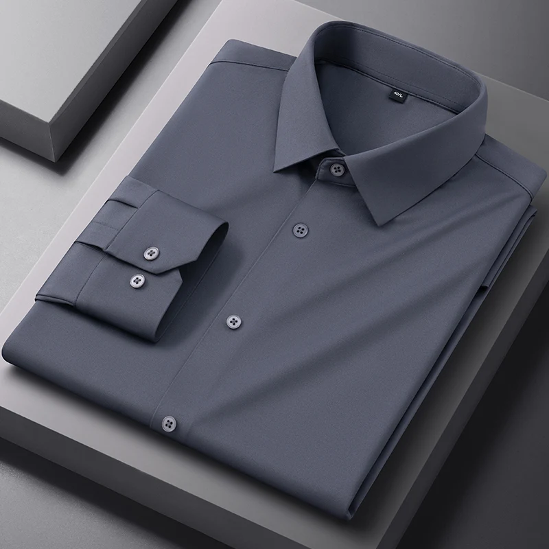 Hoge Stretch Anti-Rimpel Herenoverhemden Lange Mouwen Dress Shirts Heren Fit Sociale Business Blouse Sociaal Overhemd Herenkleding S-4XL