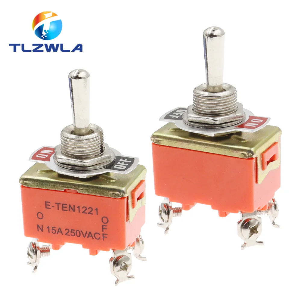 1PCS E-TEN1221 4 Pin SPST 4 Terminal ON-OFF 15A 250V Toggle Switch TEN1221