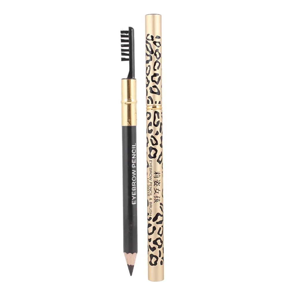 1pc Leopard Print Eyebrow Pencil 5 Colors Long-Lasting Double-Headed Eyebrow Enhancer With Brush Eye Makeup Brow Shadow Pencils