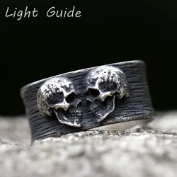 NEW Men's 316L Stainless Steel Ring New Creative Designs Double Headed Skull Ring For Men Gothic Punk Jewelry Free Shipping