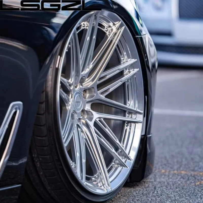High-end customized deep concave forged alloy wheel hub, multi-inch single-piece sport rims, 5×3 PCD, gold polished finish
