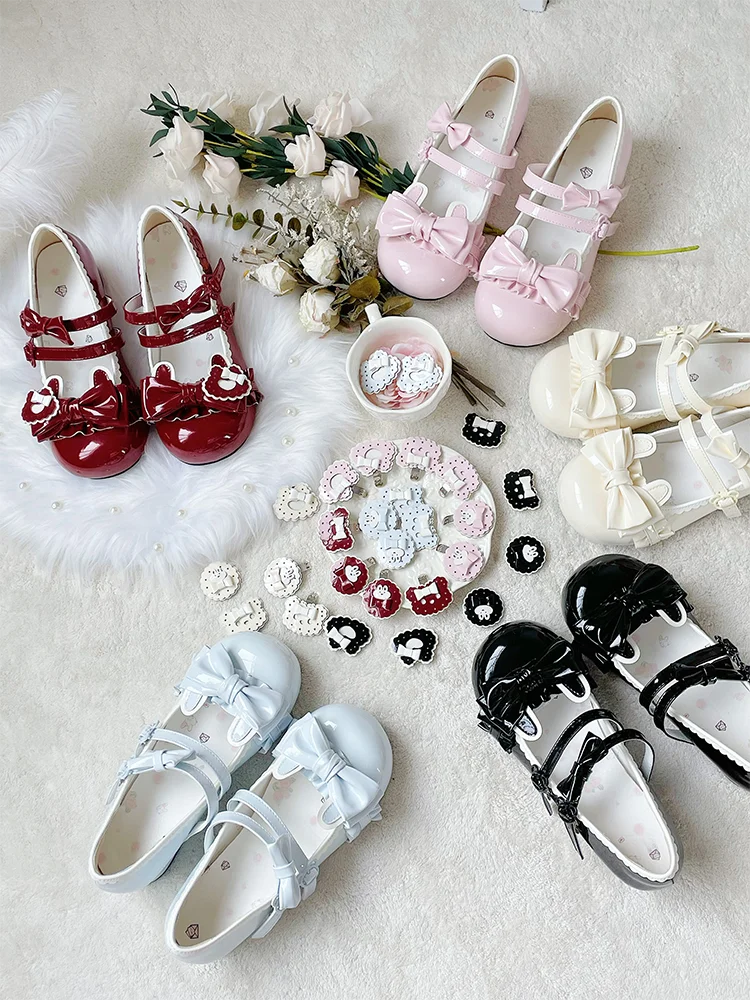 Original Japanese Style Sweet Versatile Lolita Shoes Round Toe Cute Bow Kawaii Princess Mary Jane Low-heeled Shoes Women Summer