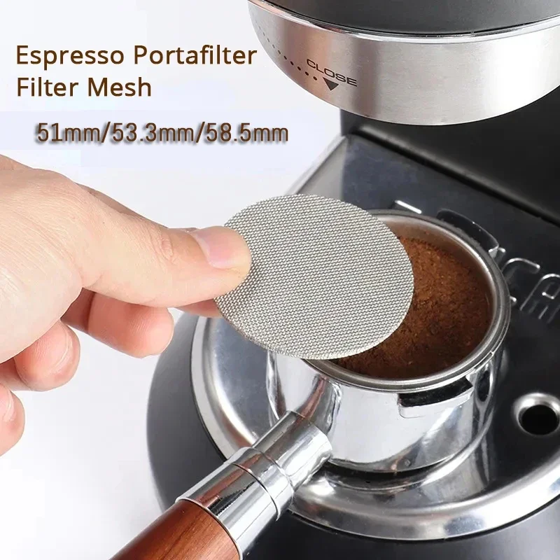 Schermo per disco Espresso 53.3mm/filtro per caffè riutilizzabile in acciaio inossidabile maglia filtro portafiltro Barista portafiltro cestello 1.7mm spessore 100 micron