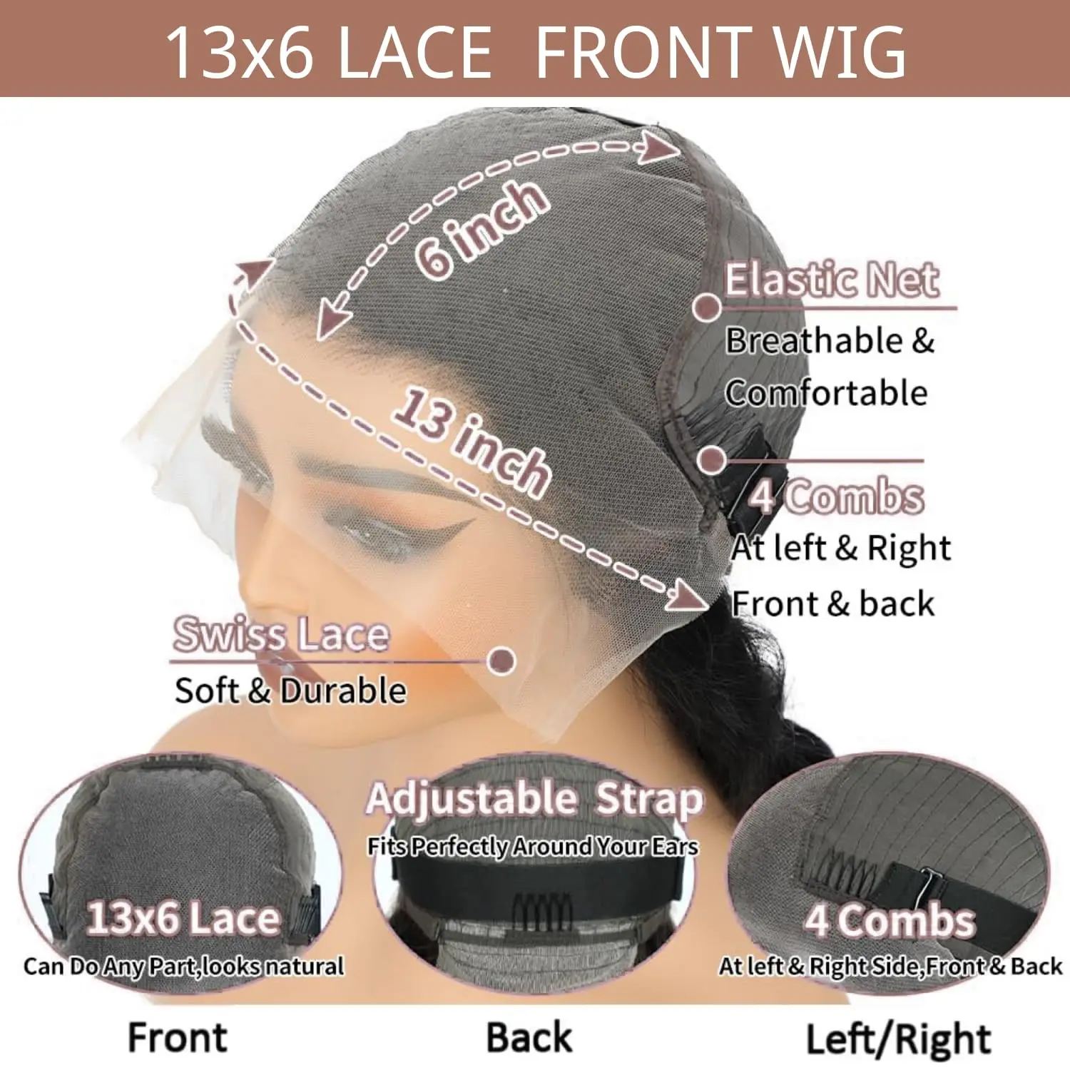 Loose Wave 13x6 HD Lace Frontal Wigs Human Hair Lace Front Water Wave Human Hair Curly Wigs Pre Plucked with Baby Hair for Women image 4