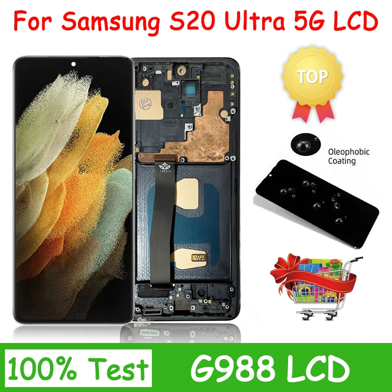 TFT S20 Ultra Screen Display with Frame for Samsung S20 Ultra G988B/DS G988U Lcd Display Touch Screen Digitizers Replacement