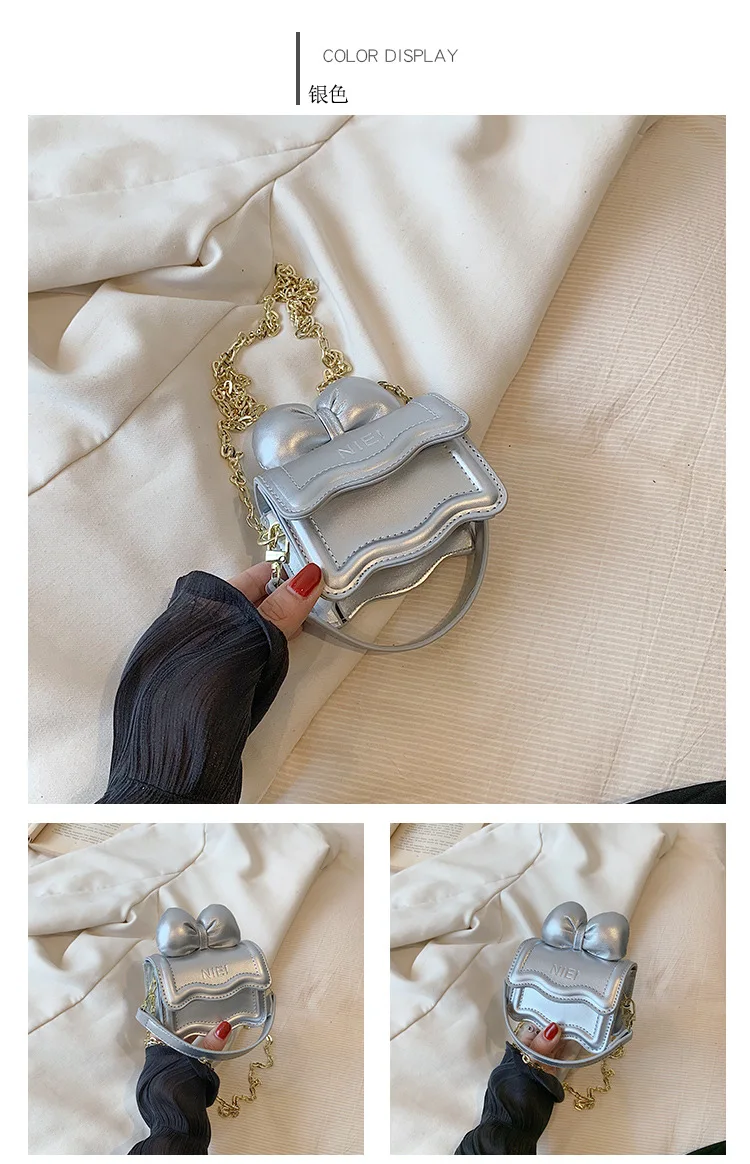Niedliche Umhängetasche mit Schleifenkette, koreanische Mini-Schultertasche für Mädchen, Kinder, Mutter, Tochter, passende Modetasche – Detail 23