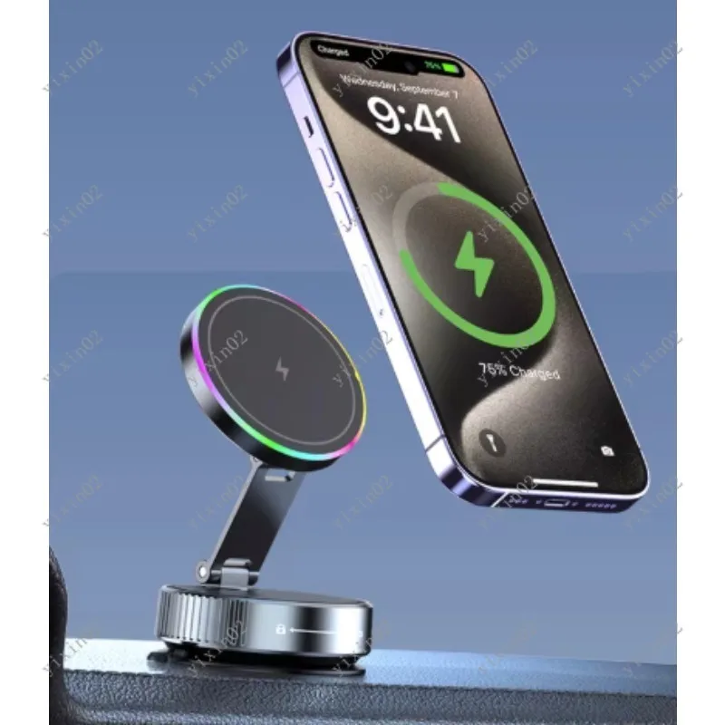 Magnetic Wireless Charging Phone Stand Vacuum Suction Portable for Car Navigation Desktop