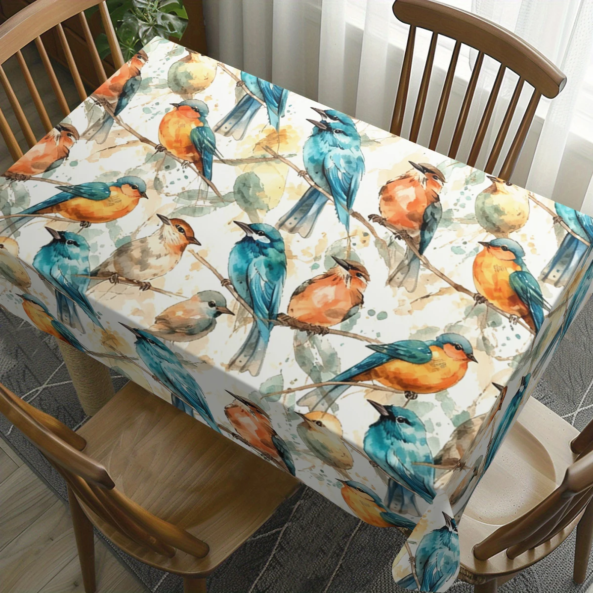 Cute Ice Cream Pattern Polyester Tablecloth - Fun Dining Table Cover, Lovely Home Kitchen Decor for Daily Use
