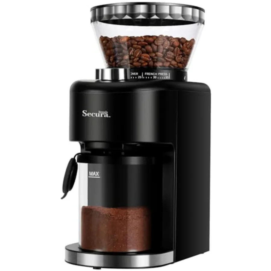 

Electric Conical Burr Coffee Grinder with 35 Adjustable Precise Grind Settings for Espresso 2-12 Cup 8.8 Oz Bean Storage Stainl