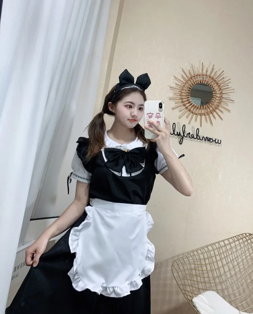 Tenue de femme de chambre mignonne noire et blanche pour filles, robe Lolita douce, cosplay de femme de chambre douce, costume d'Halloween, robes de performance imbibées