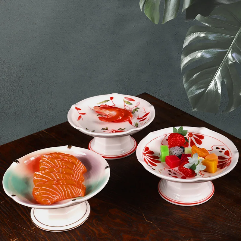 

Japanese-style Ceramic Creative High Platform Container Fruit Plate Saucer Side Dish Butterfly Multi-purpose Ceramic Tableware