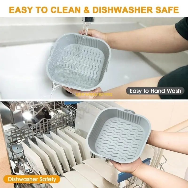 

M7DF Pack of 2 Silicone Pot Liners Air Fryer Tray Silicone Air Fryer Basket Silicone Air Fryer Accessories Silicone Material