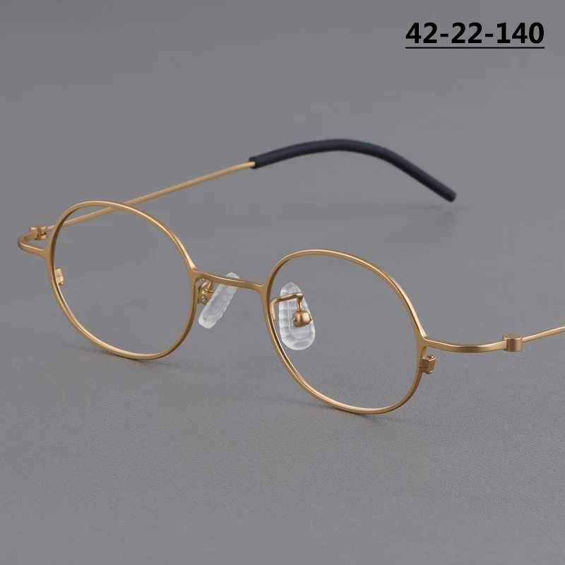 42MM Small Round Pure Titanium Glasses Frame Men High Quality Eyeglasses Ultralight 7g Handmade Circle Eyewear Elder Spectacles