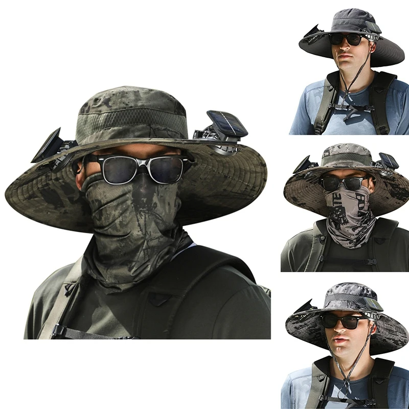 

Solar Fan Hat Outdoor Fishing Hat Fan Solar Charging Big Wind Summer Sunblock Hat Male Visor Fisherman Hat