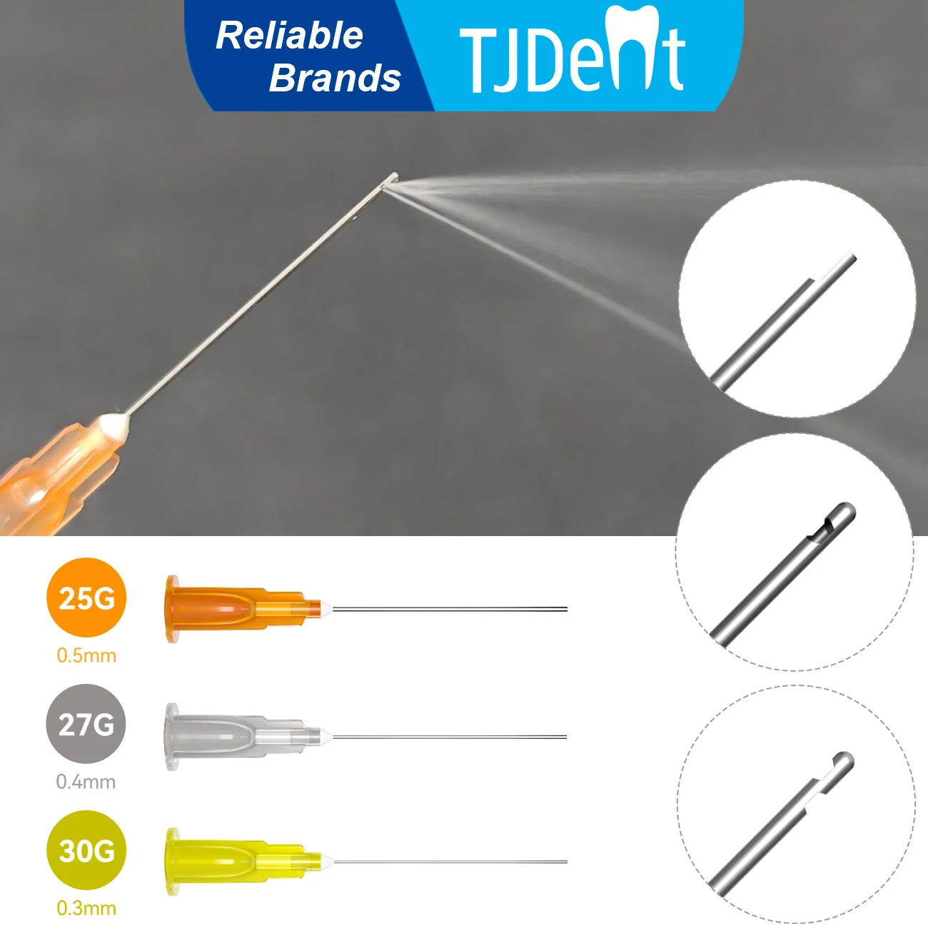 TJDent 100Pcs/Bag Dental Irrigation Needle Tips With Endo Side Vent Cleansing Needles Dentistry Endodontic Flushing Tools