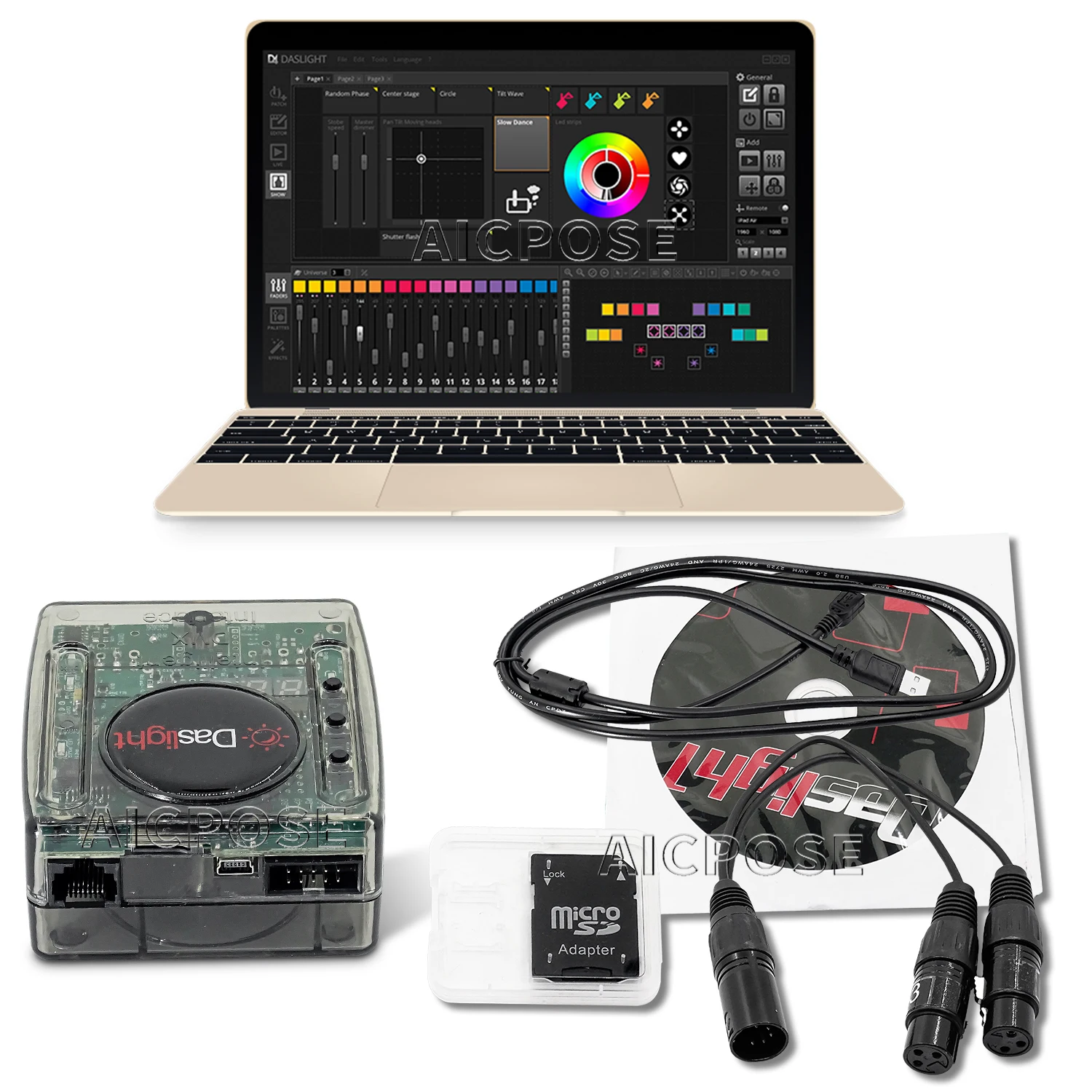 Imagem -04 - Daslight Caixa de Controle Usb Sunlite Suite2 fc Usb Controlador Computador Fase Luz Controle Software Dmx512