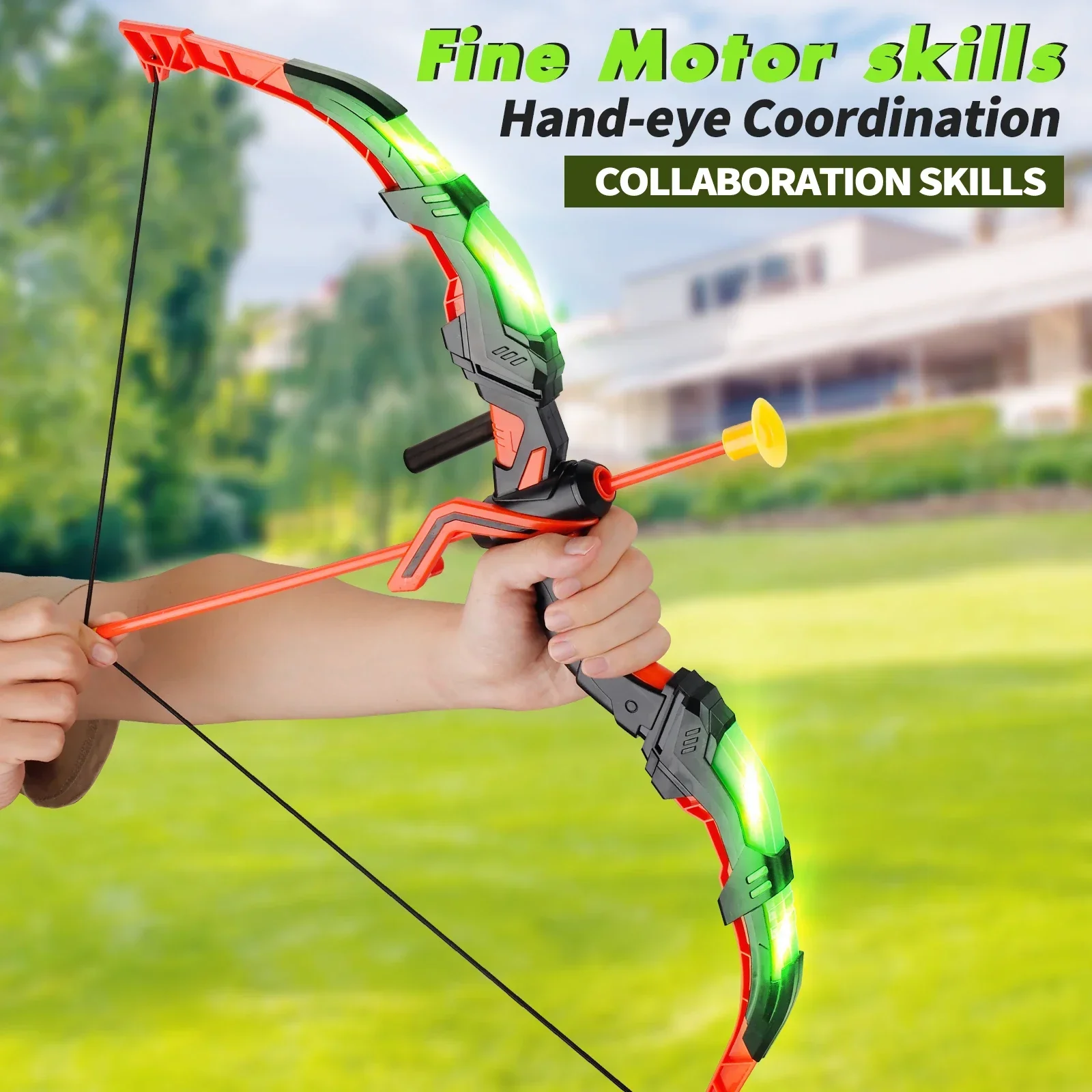 Zestaw łuczniczy LED dla dzieci, trening koordynacji oko-ręka, wiele opcji, prezent sportowy do użytku wewnątrz i na zewnątrz, Boże Narodzenie/Halloween
