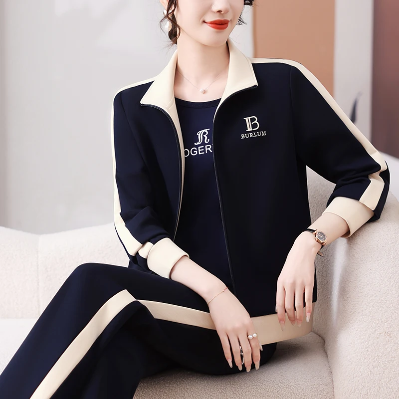 

Women Spring Jacket 2025 Tracksuits Pants Sets Piece Outfit Clothing Outfits Suit Sportswear SportsThree-Piece Set