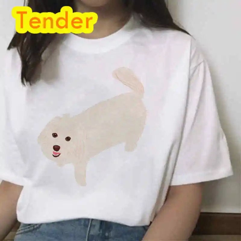 Women's Maltipoo Dog TShirt Harajuku Short sleeve Funny Letter print Graphic O neck Tshirt for Female Top Tee shirts 2023