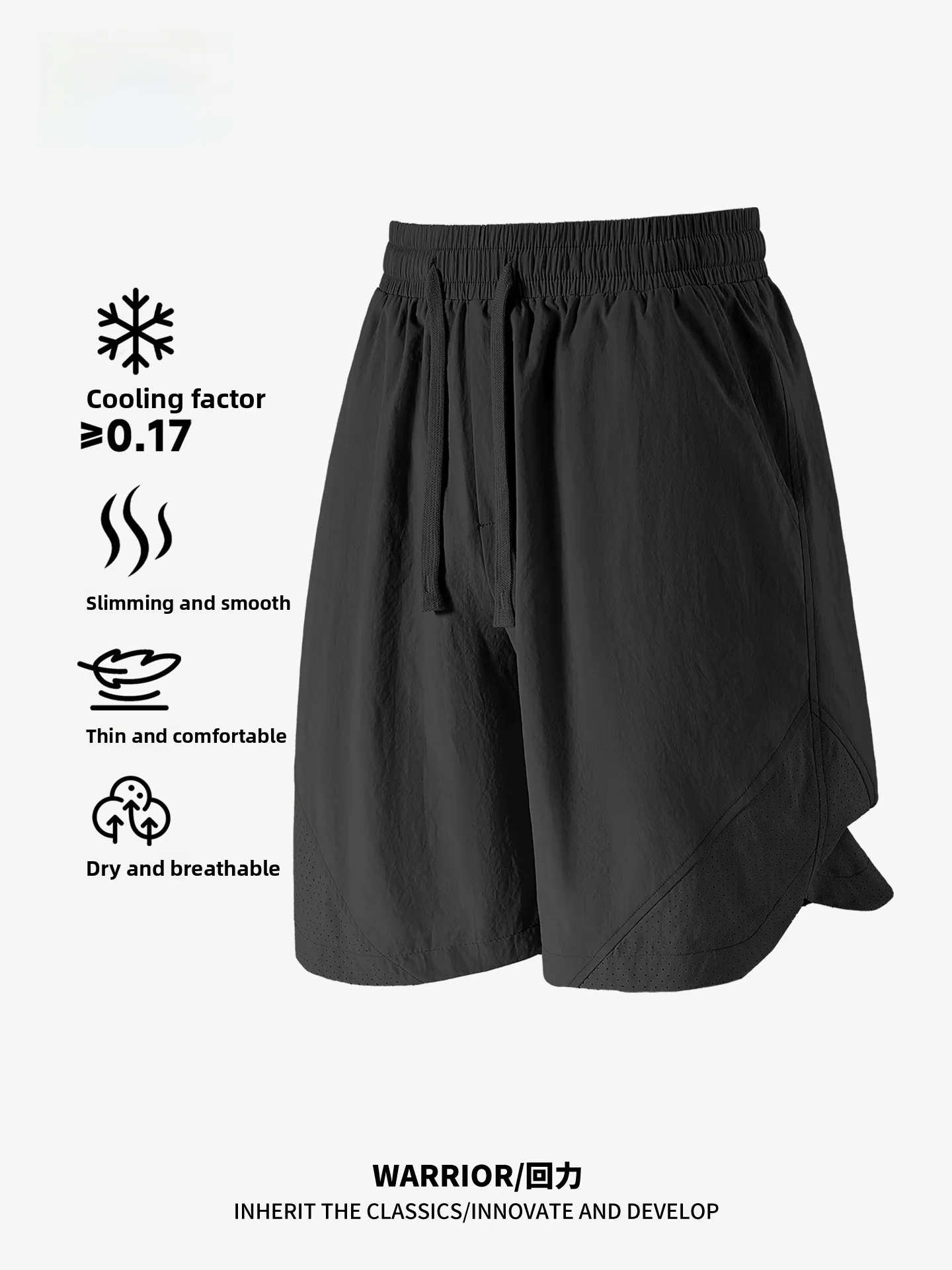 

Warrior Men's Ice Silk ort Pants Summer New Sle Qui Dry Sports Five-Quarter Length Casual Straight Leg Low Waist orts