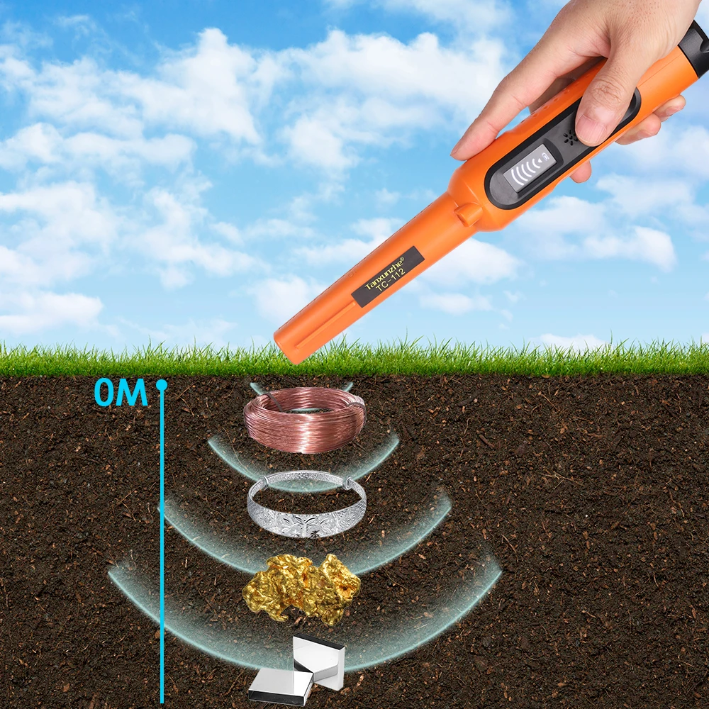 Metal Detector Outdoor Adventure Handheld Metal Detector Pinpointer Finder Waterproof 360° Side Scan Metal Detector Rod