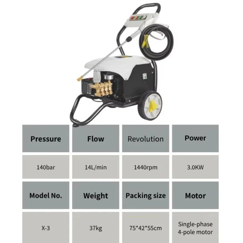 New Arrival 3000W High Pressure Cleaner, Trolley Design Electric Power Washer for Car Wash, Floor Cleaning & Farm Use
