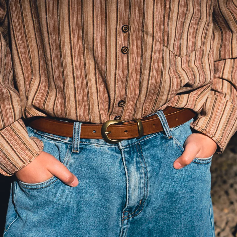 

Vintage Italian Top Layer Leather Pin Buckle Belt for Men Women GenuViine Leather Jeans Belt Unisex Adjustable Casual Waist Belt