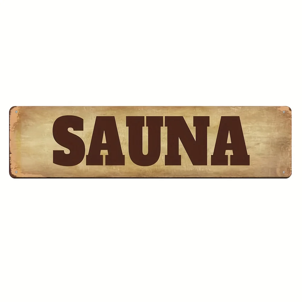 16x4in Sauna Metal Sign Retro Waterproof Wall Art Home Decor
