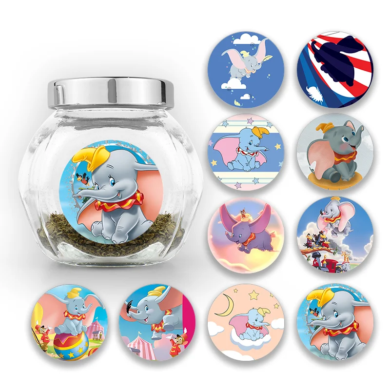 Disney Cartoon Dumbo Round Stickers Teacher Incentives Kids Birthday Party DIY Wraps Label Decal Decoration Packaging Supplie