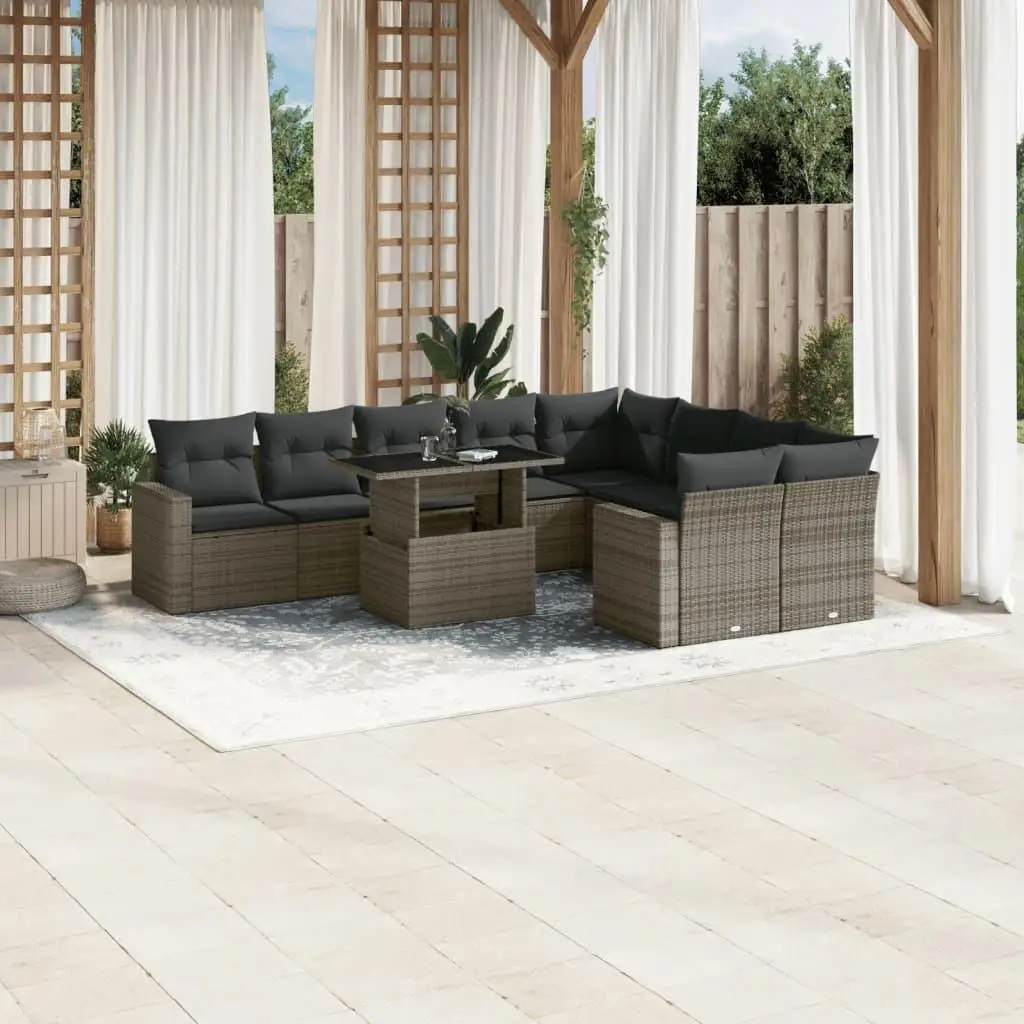 

Stylish Grey Garden Sofa Set Outdoor Lounge Furniture Weather Resistant Cushions Elegant Patio Seating
