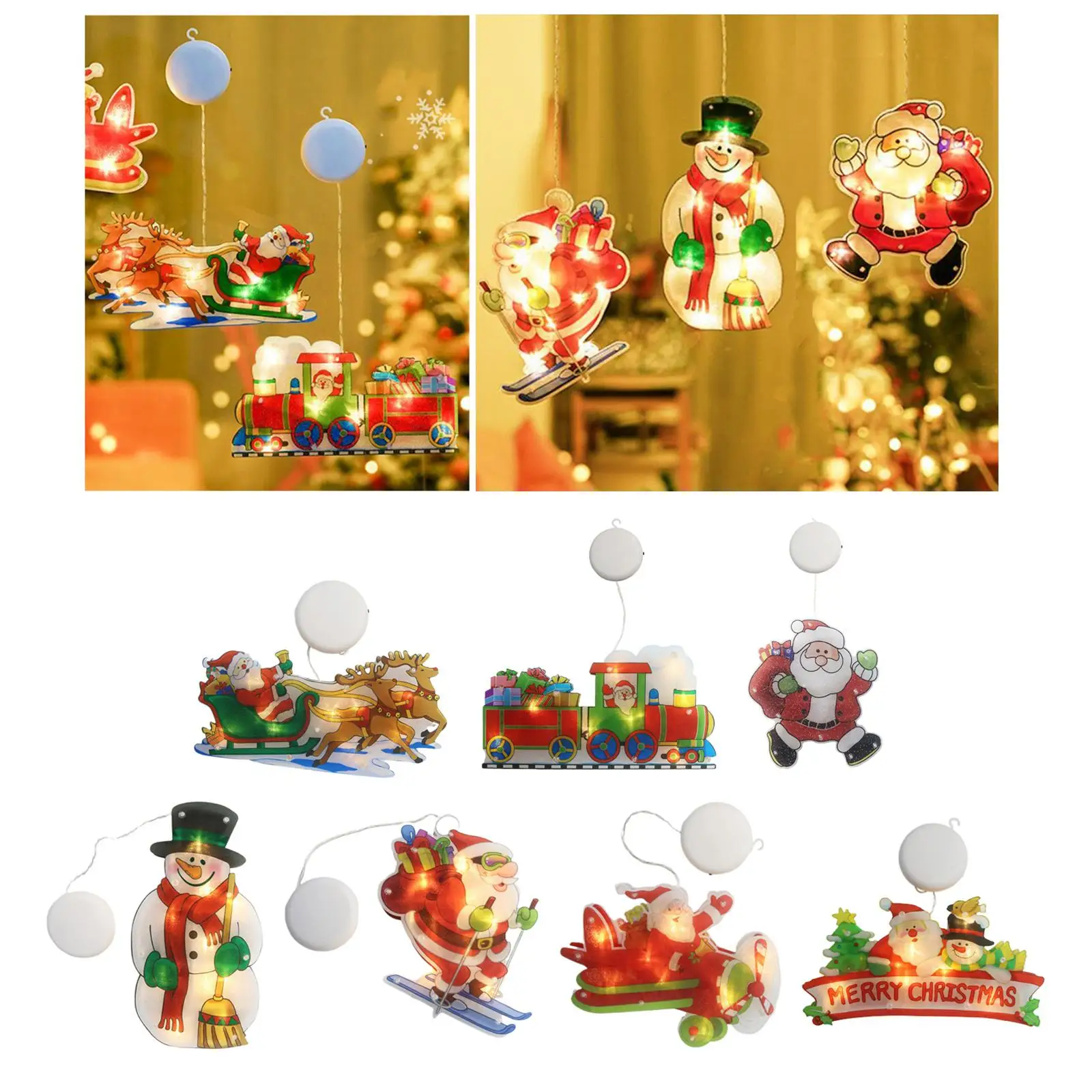 

Santa LED Light Christmas Window Ornaments Silhouette Battery Operated