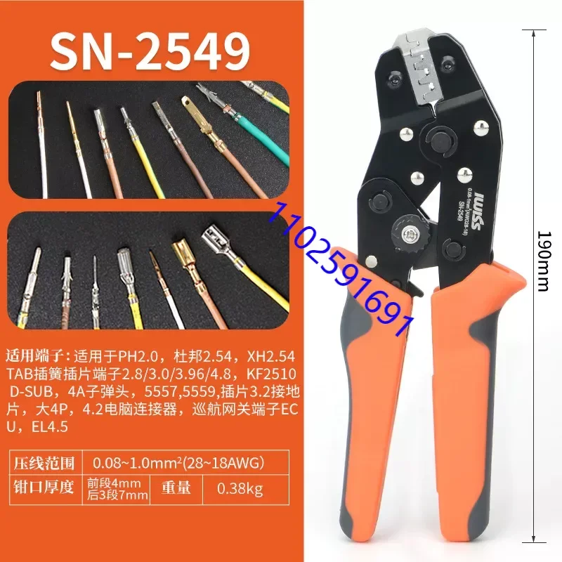 

Crimping Pliers SN-2549 PH2.0/XH2.54 Du/SM2.54/Bang CH3.96/VH3.96/5557/4.8 Crimping Pliers