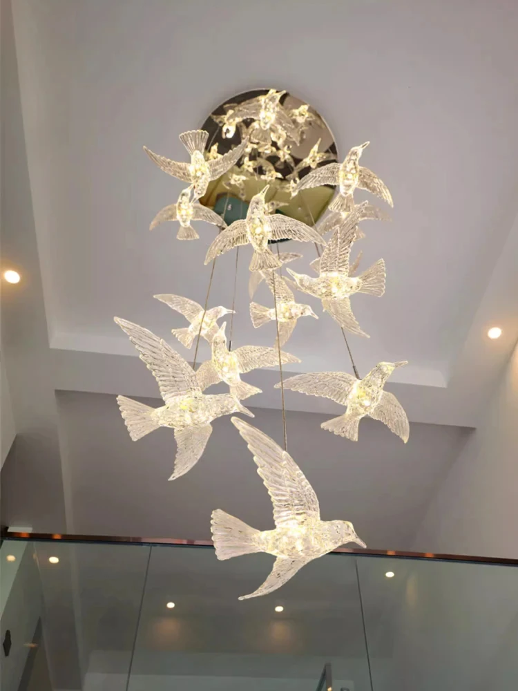 swallow bird light para o hotel lobby staircase luz giratoria da escadaria villa duplex exhibition hall bar counter lustre decorativo 01