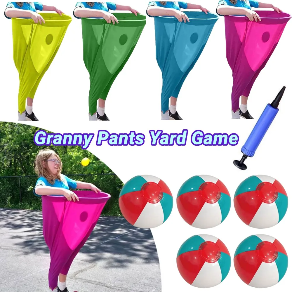 Pantaloni della nonna Set da gioco da giardino Riunione di famiglia Giochi da prato da giardino Pantaloni giganti Adulti all'aperto Genitore Bambino Palle da lancio Puntelli da gioco Giocattoli