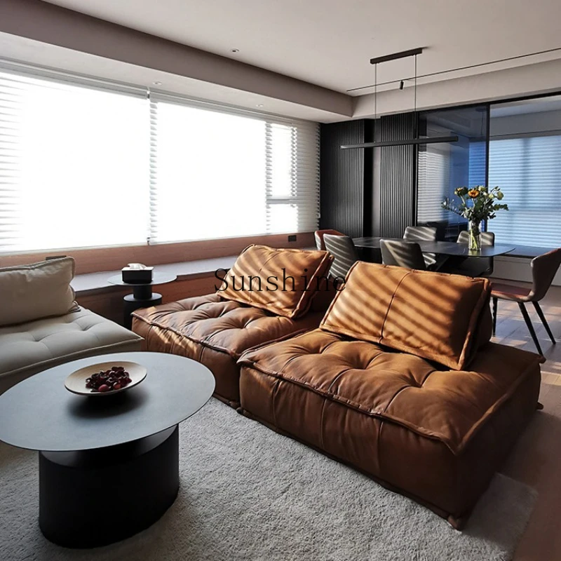 Tofu cubes leather sofa living room size medieval, square, combination