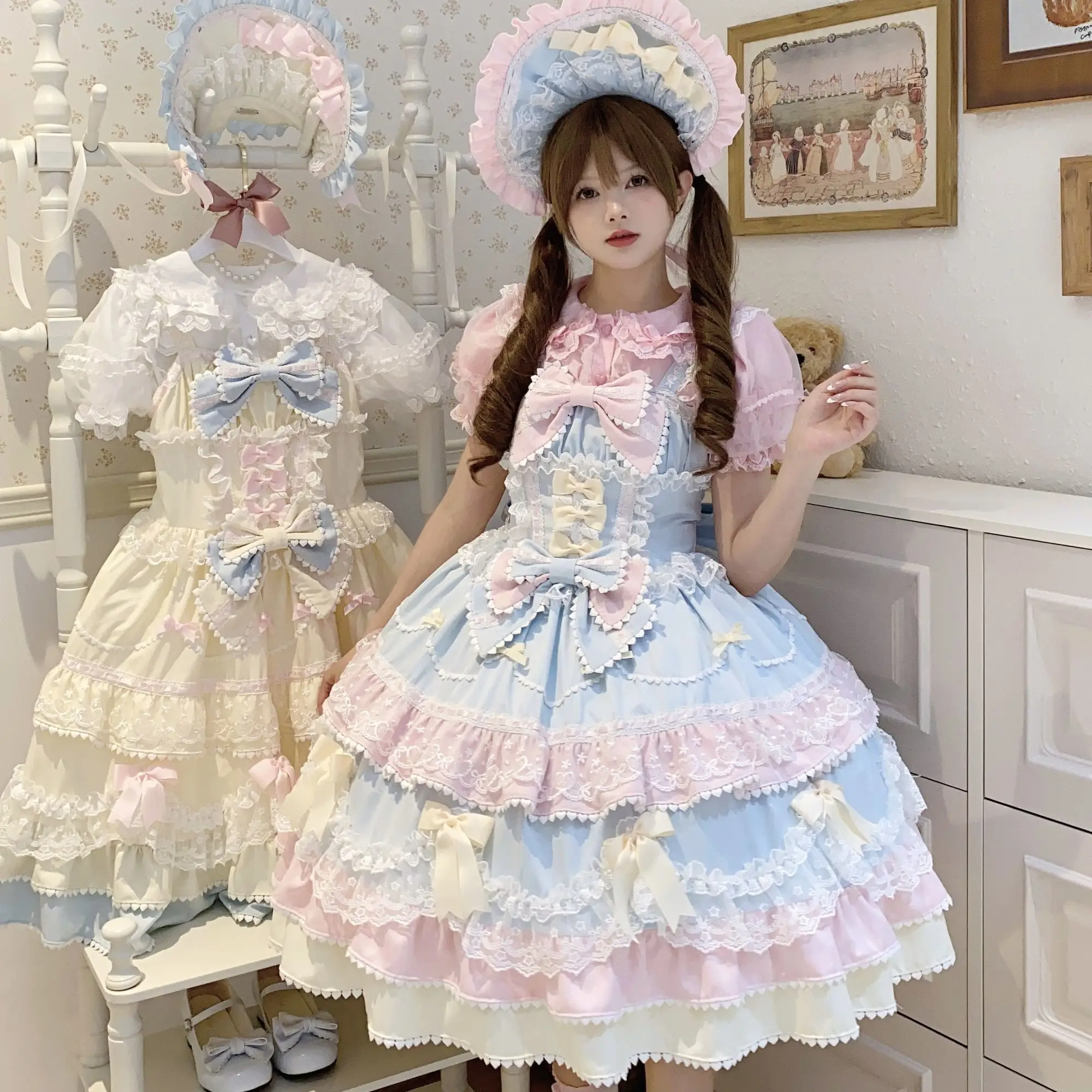ロリータドレスかわいい Jsk サスペンダードレスヴィンテー - Victorian Women'S Formal Wear のレビューと価格