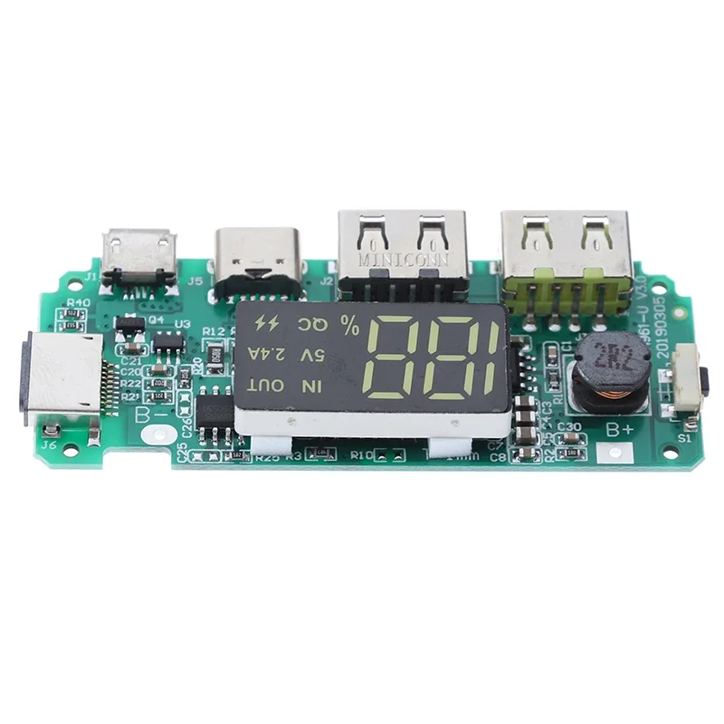 1Pcs LED Dual USB Micro Type-C Mobile Power Charging Board USB Circuit Protection
