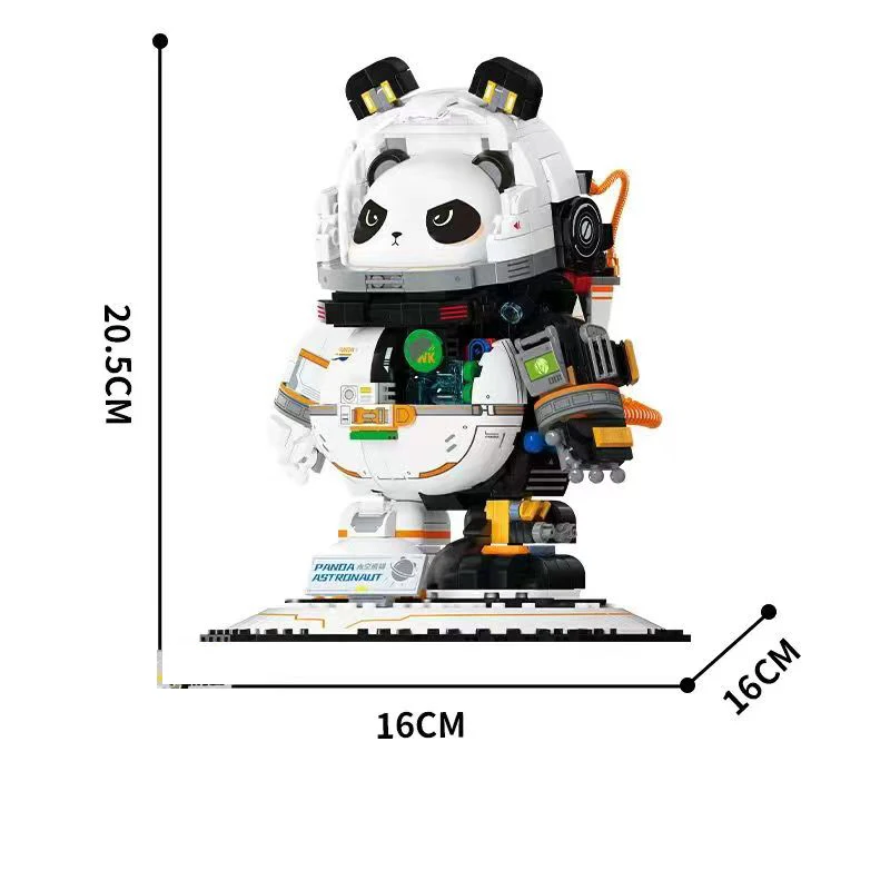 Idea Mechanical Panda Astronaut Mega Brick Model Universe Exploration Building Block Construction Toys With Light For Gifts