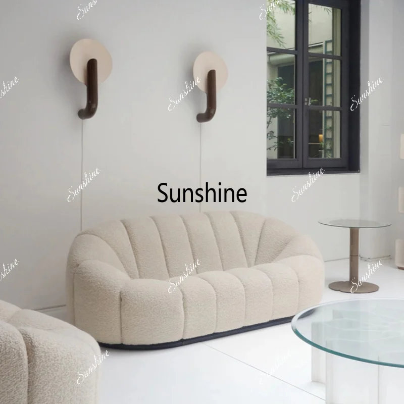 Italian light luxury small apartment living room modern simple creative straight row fabric sofa