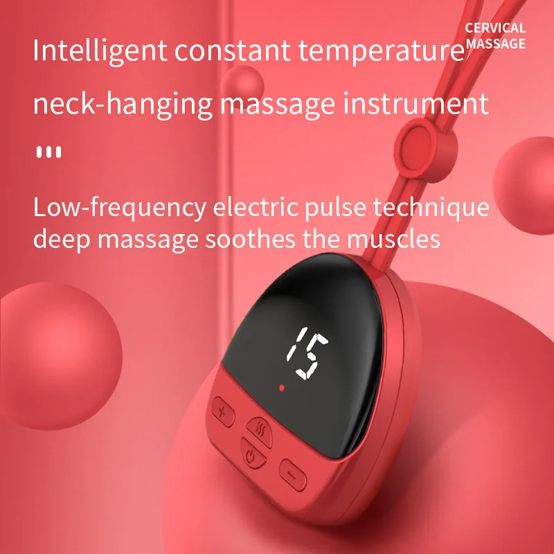 EMS Mini Portable Electric Pulse Neck Massager Hot Compress Hanging Back Thigh Cervical Spine Massage Pain Relief  Health Care