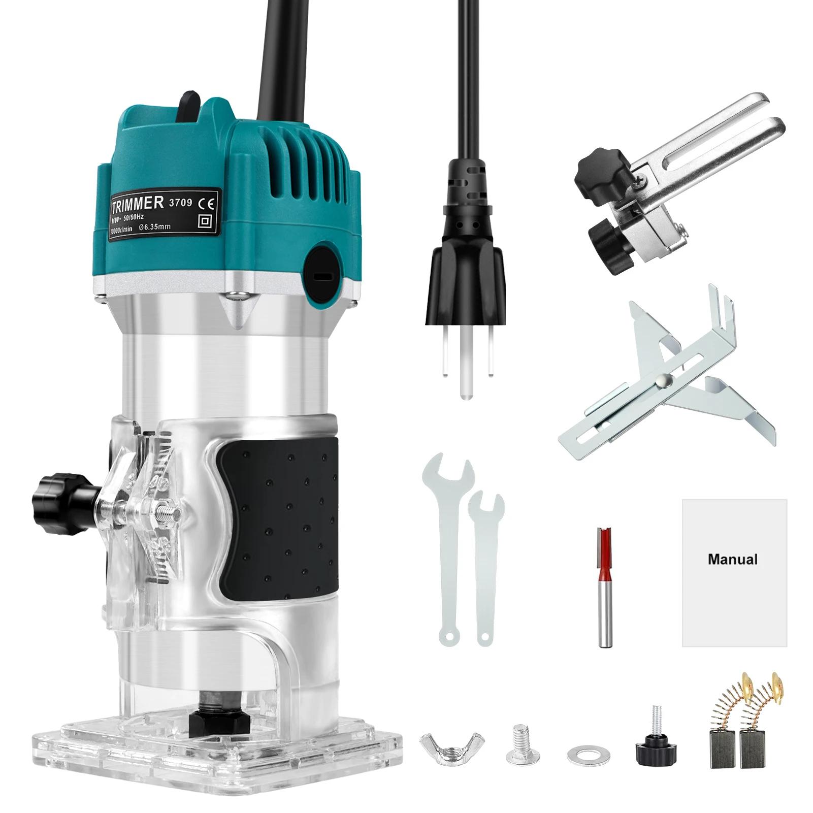 

Electric Trimmer Wood Router Woodworking Trimming Milling Engraving Slotting Machine US 110V Linear guide rail