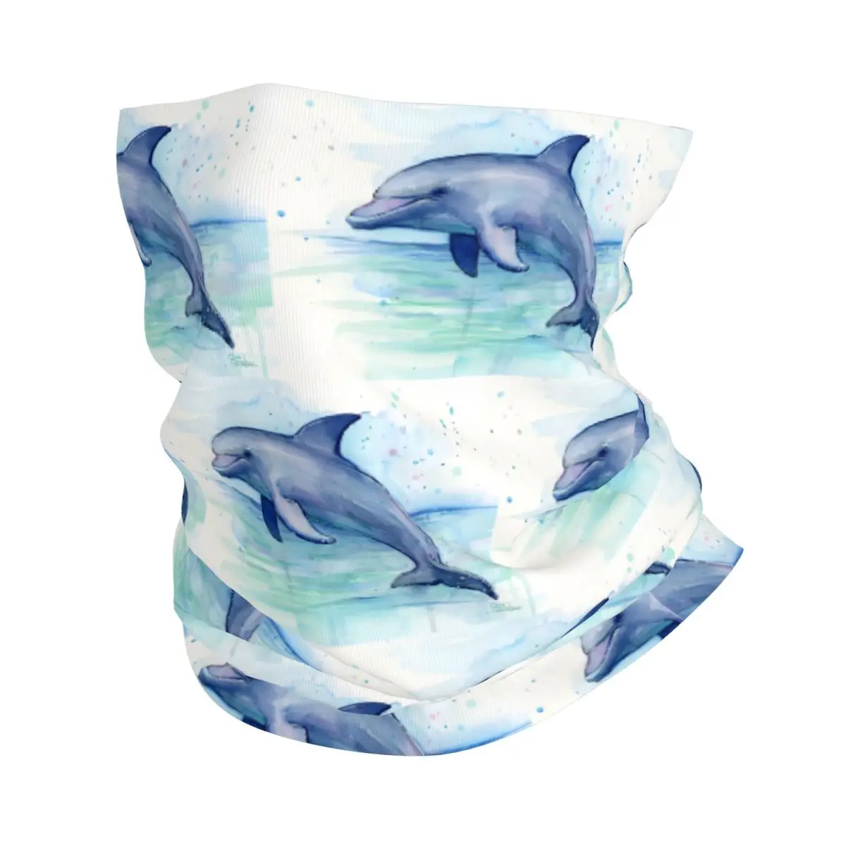 

Ободок-бандана для шеи и лица с изображением дельфина акварели