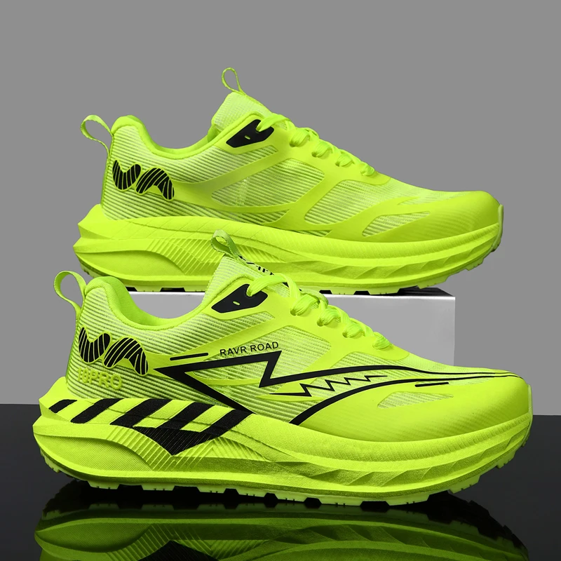 Men Women Wide-Toe Running Shoes Ultra-light Cushioned Sneakers Breathable Athletic Racing Shoes Non-Slip Trail Training Shoes