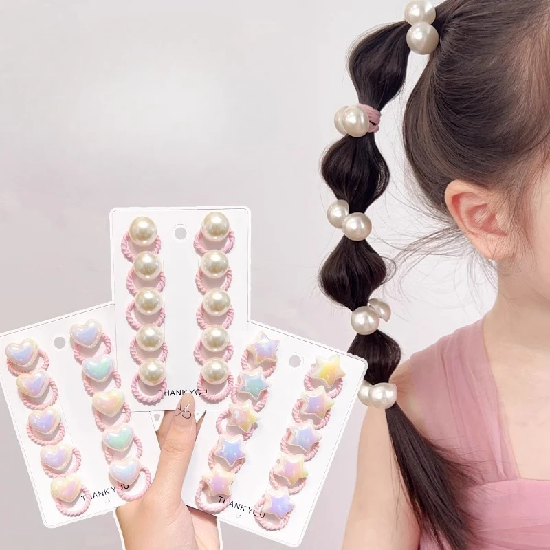 

10 шт./пакет, милые ленты для волос с сердечками для маленьких девочек, милые резинки для волос с мультяшной звездой, эластичные резинки для малышей, детские веревки для волос, головные уборы