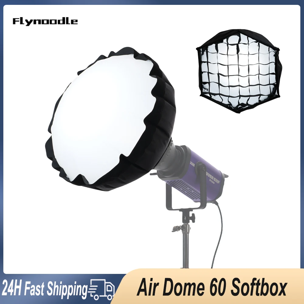 Flynoodle AlR Dome 60 Portable Round Softbox Ultralight Ball Diffuser Quick Install Grid For Photography Studio Video Light Lamp