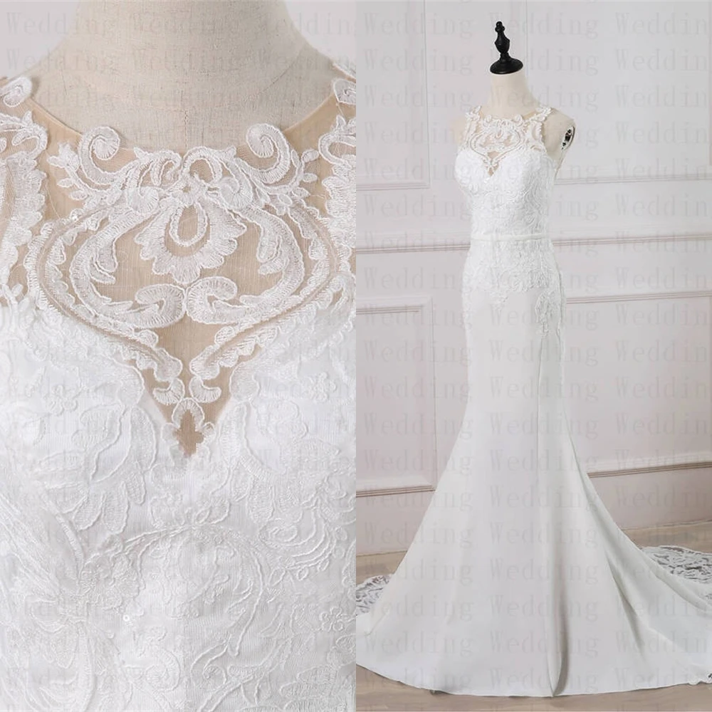 

Customized Delicate White Jersey Wedding Dress Elegant Graceful Scoop Backless Bridal Party Temperament Vestido De Novia