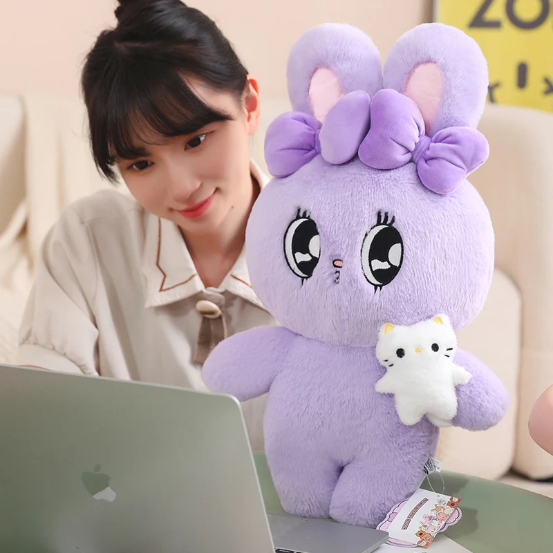 Kawaii Cartoon High Quality Rabbit Plush Doll Pendant Pillow Pink Purple White Big Eyes Rabbit Plush Toy For Girls Birthday Gift