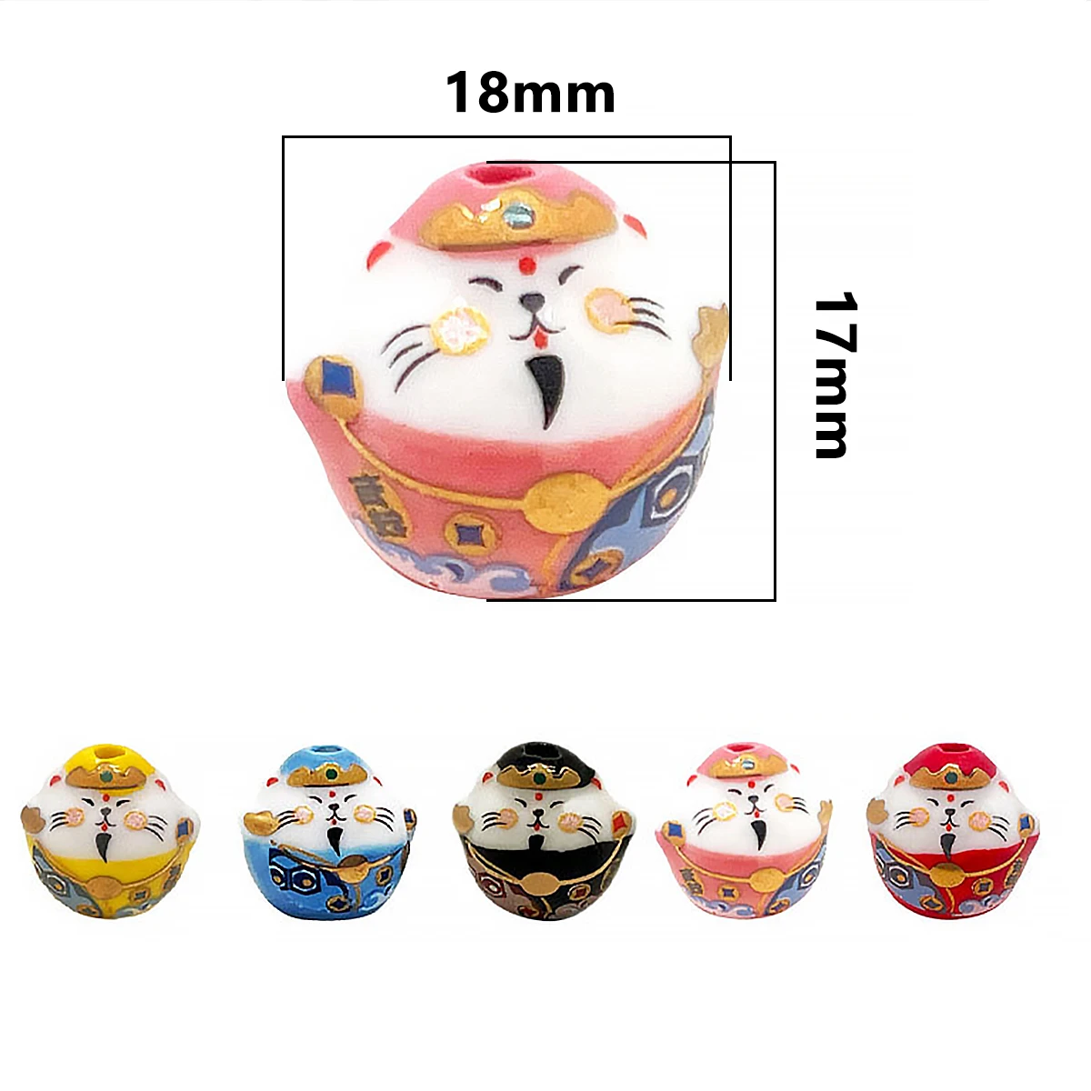 17x18mm Vertical Hole Fashion Cartoon Cute Animal Lucky Cat Porcelain Bead DIY Bracelets Necklace Ceramic Beads Accessories